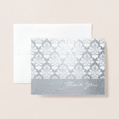 Elegant Silver Foil Damask Hartelijk dank voor uw Folie Kaarten (Voorkant met envelop)