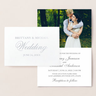 Elegant Silver Foil Foto Weddenschap Folie Kaarten