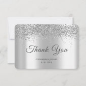 Elegant Silver Foil Glitter Sparkle Wedding Bedankkaart (Voorkant)