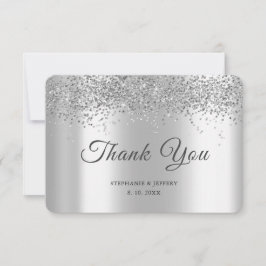 Elegant Silver Foil Glitter Sparkle Wedding Bedankkaart