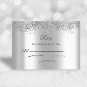 Elegant Silver Foil Glitter Sparkle Wedding RSVP Kaartje
