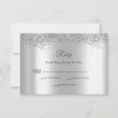 Elegant Silver Foil Glitter Sparkle Wedding RSVP Kaartje (Voorkant)