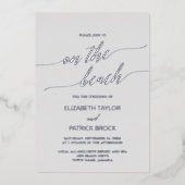 Elegant Silver Foil | Grijs op het strand Folie Uitnodiging (Voorkant)