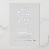 Elegant Silver Foil | Grijs op het strand Folie Uitnodiging (Voorkant)