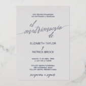 Elegant Silver Foil | Grijze Spaanse bruiloft Folie Uitnodiging (Voorkant)