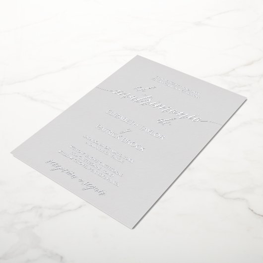 Elegant Silver Foil | Grijze Spaanse bruiloft Folie Uitnodiging (Gedraaid)