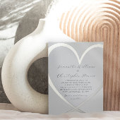 Elegant Silver Foil Heart Dusty Blue Wedding Folie Uitnodiging