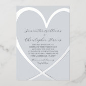 Elegant Silver Foil Heart Dusty Blue Wedding Folie Uitnodiging (Voorkant)