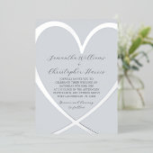 Elegant Silver Foil Heart Dusty Blue Wedding Folie Uitnodiging (Staand Voorkant)