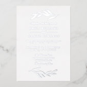 Elegant Silver Foil Leaf Modern Wedding Folie Uitnodiging (Voorkant)