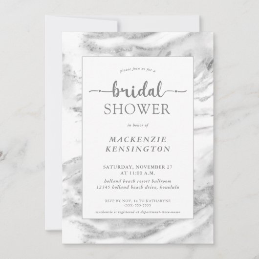 Elegant Silver Foil Marble Vrijgezellenfeest Kaart (Voorkant)