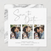 Elegant Silver Foil Marble Wedding Save the Date (Voorkant / Achterkant)
