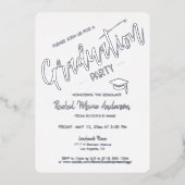 Elegant Silver Foil Modern Afstuderen Invite Folie Uitnodiging (Voorkant)