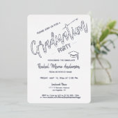 Elegant Silver Foil Modern Afstuderen Invite Folie Uitnodiging (Staand Voorkant)