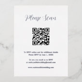 Elegant Silver Foil QR Code Wedding Enclosure Kaar Folie Uitnodiging Briefkaart (Voorkant)