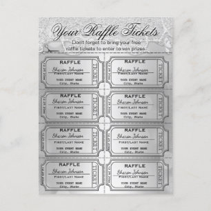 Elegant Silver Foil Raffle Tickets Briefkaart