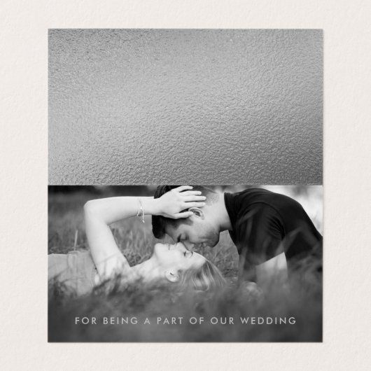 Elegant Silver Foil Script Foto Hartelijk dank Visitekaartje (Binnenkant ongevouwen)