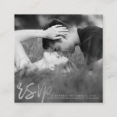 Elegant Silver Foil Script Foto RSVP Informatiekaartje (Voorkant)