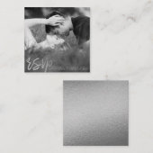 Elegant Silver Foil Script Foto RSVP Informatiekaartje (Voorkant / Achterkant)