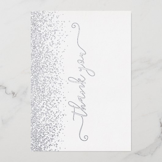 Elegant Silver Foil Script Hartelijk dank Folie Uitnodiging (Voorkant)