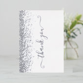 Elegant Silver Foil Script Hartelijk dank Folie Uitnodiging (Staand Voorkant)