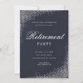 Elegant Silver Foil Script Retirement Party Kaart (Voorkant)