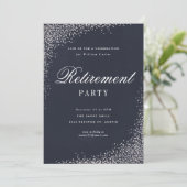 Elegant Silver Foil Script Retirement Party Kaart (Staand voorkant)