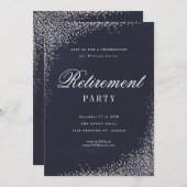 Elegant Silver Foil Script Retirement Party Kaart (Voorkant / Achterkant)