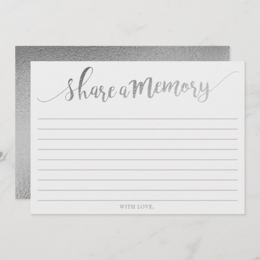 Elegant Silver Foil Share A Memory Kaart (Voorkant / Achterkant)