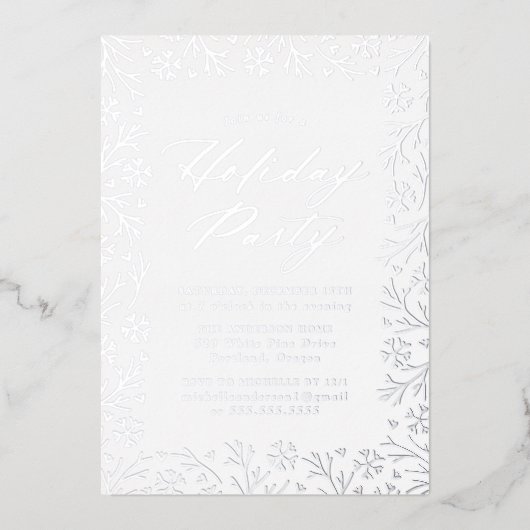 Elegant Silver Foil Snowflake Holiday Folie Uitnodiging (Voorkant)