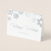 Elegant Silver Foil Snowflake Photo Holiday Kaarte Folie Kaarten (Voorkant)