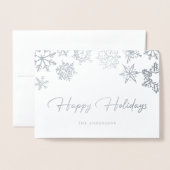 Elegant Silver Foil Snowflake Photo Holiday Kaarte Folie Kaarten (Voorkant met envelop)