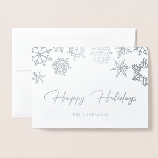 Elegant Silver Foil Snowflake Photo Holiday Kaarte Folie Kaarten (Voorkant met envelop)