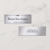 Elegant Silver Formele Afstuderen Naam Kaart Invoe Contactkaartje (Voorkant / Achterkant)
