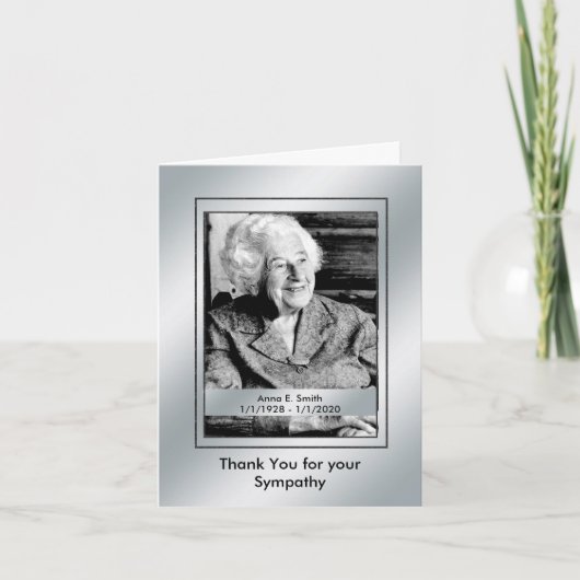 Elegant Silver Foto Hartelijk dank voor uw sympath Bedankkaart (Voorkant)