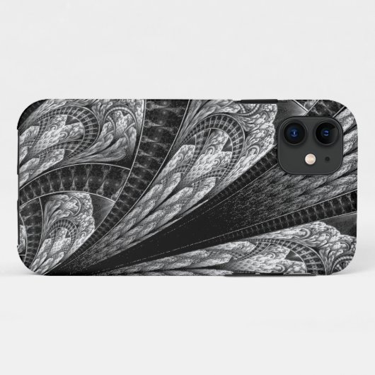 Elegant Silver Fractal Design Digital Art Case-Mate iPhone Case (Achterkant (horizontaal))