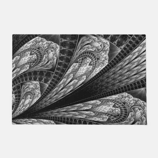 Elegant Silver Fractal Design Digital Art Deurmat (Voorkant)