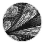 Elegant Silver Fractal Design Digital Art Keramische Knop (Voorkant)