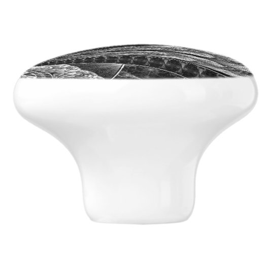 Elegant Silver Fractal Design Digital Art Keramische Knop (Zijkant)