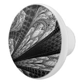 Elegant Silver Fractal Design Digital Art Keramische Knop (Rechts)