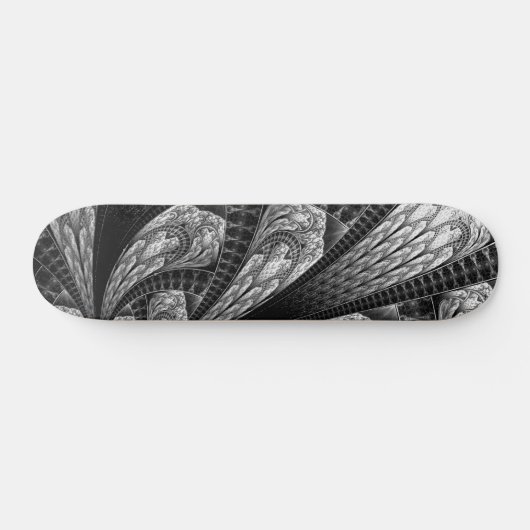 Elegant Silver Fractal Design Digital Art Persoonlijk Skateboard (Horizontaal)