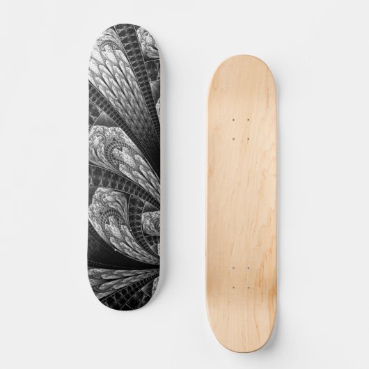 Elegant Silver Fractal Design Digital Art Persoonlijk Skateboard (Voorkant)
