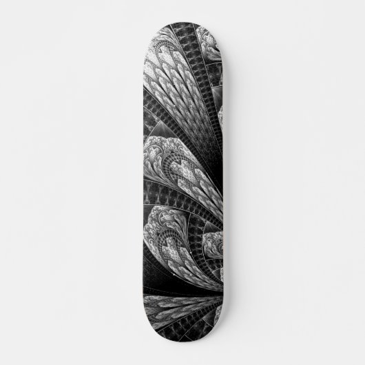 Elegant Silver Fractal Design Digital Art Persoonlijk Skateboard (Voorkant)