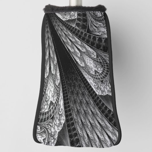 Elegant Silver Fractal Design Digital Art Ping Pon Golfheadcover (Draai 90)