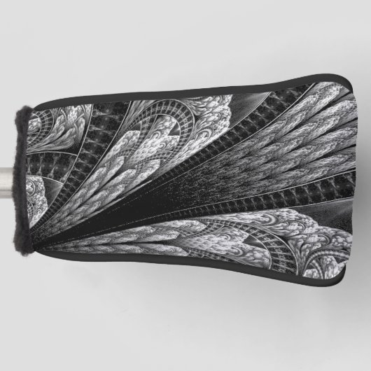 Elegant Silver Fractal Design Digital Art Ping Pon Golfheadcover (Voorkant)
