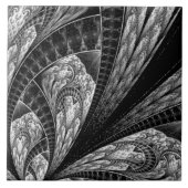 Elegant Silver Fractal Design Digital Art Tegeltje (Voorkant)