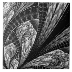 Elegant Silver Fractal Design Digital Art Tegeltje