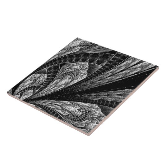 Elegant Silver Fractal Design Digital Art Tegeltje (Zijkant)