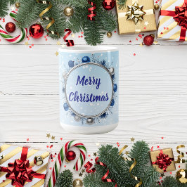 Elegant Silver Frame on Light Blue Koffiemok