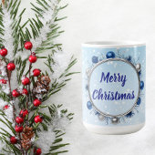 Elegant Silver Frame on Light Blue Koffiemok